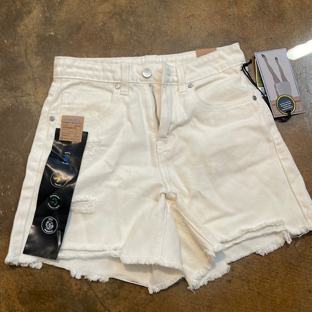 Organic Blue cream High rise Jean shorts. Never worn. Size 1/25